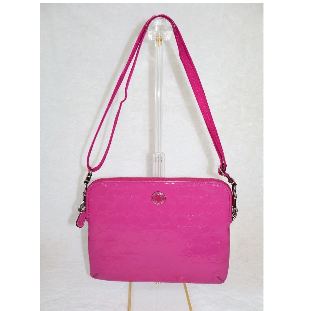 Coach Pink Patent Leather Signature C Embossed Crossbody